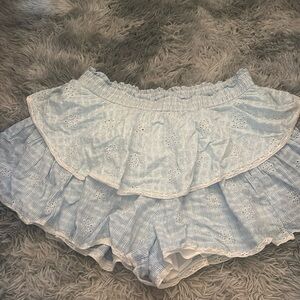 blue floral pattern skirt
